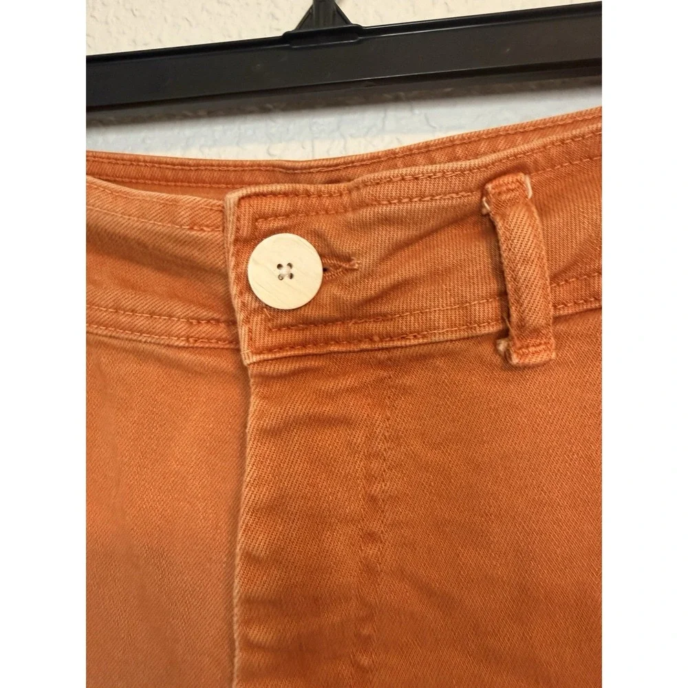 Zara Women Marigold The Marine Straight Wide-Leg High Rise Raw Hem Pants Size 6